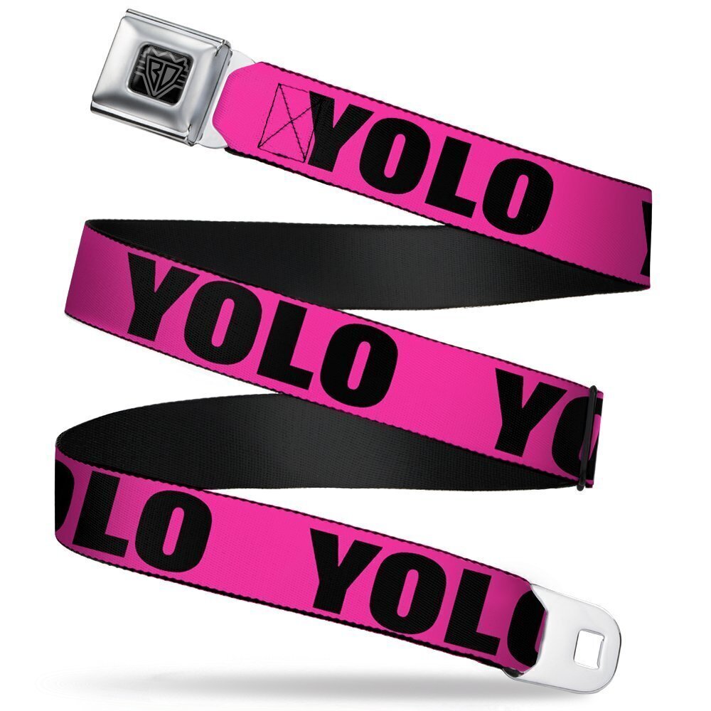 2727 Seatbelt Belt - YOLO Pink/Black - 1.0" Wide - 20-36 Inches in Length